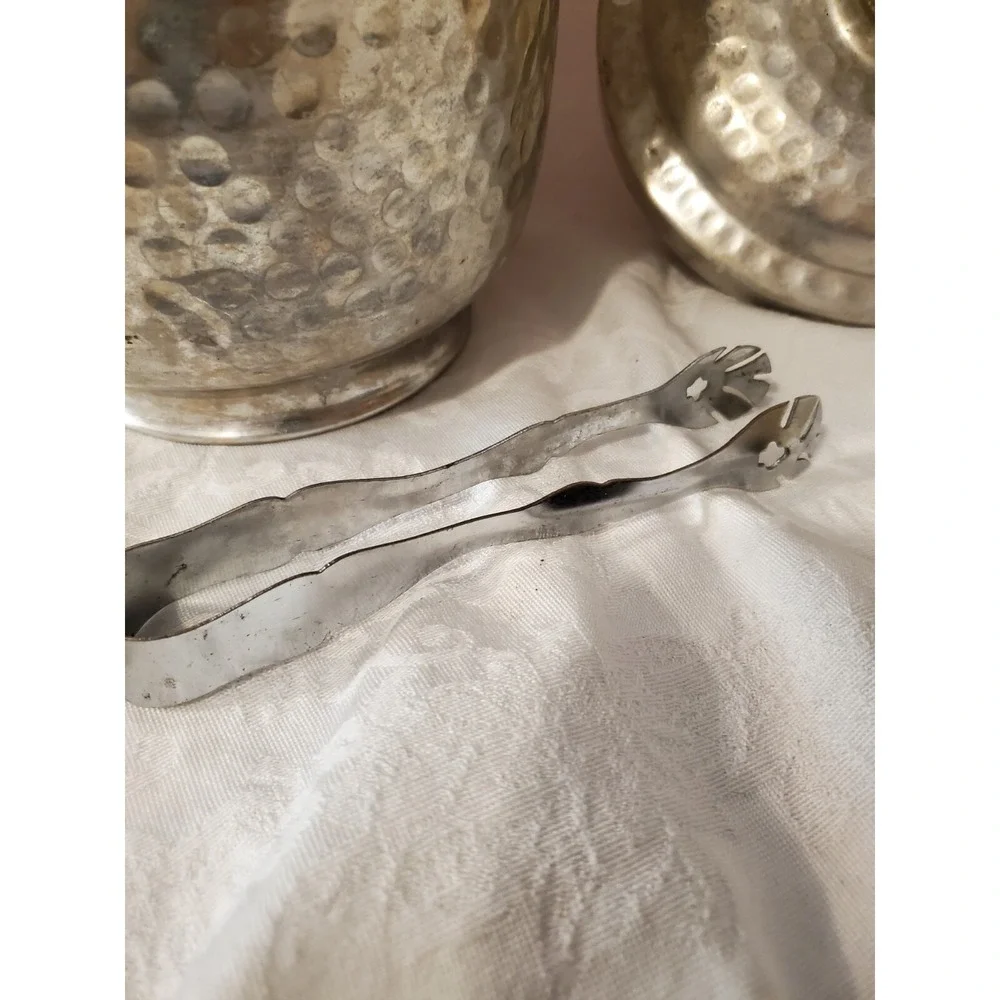 Ice Bucket VINTAGE Nasco Italian stamped on bottom Hammered Aluminum 7.5